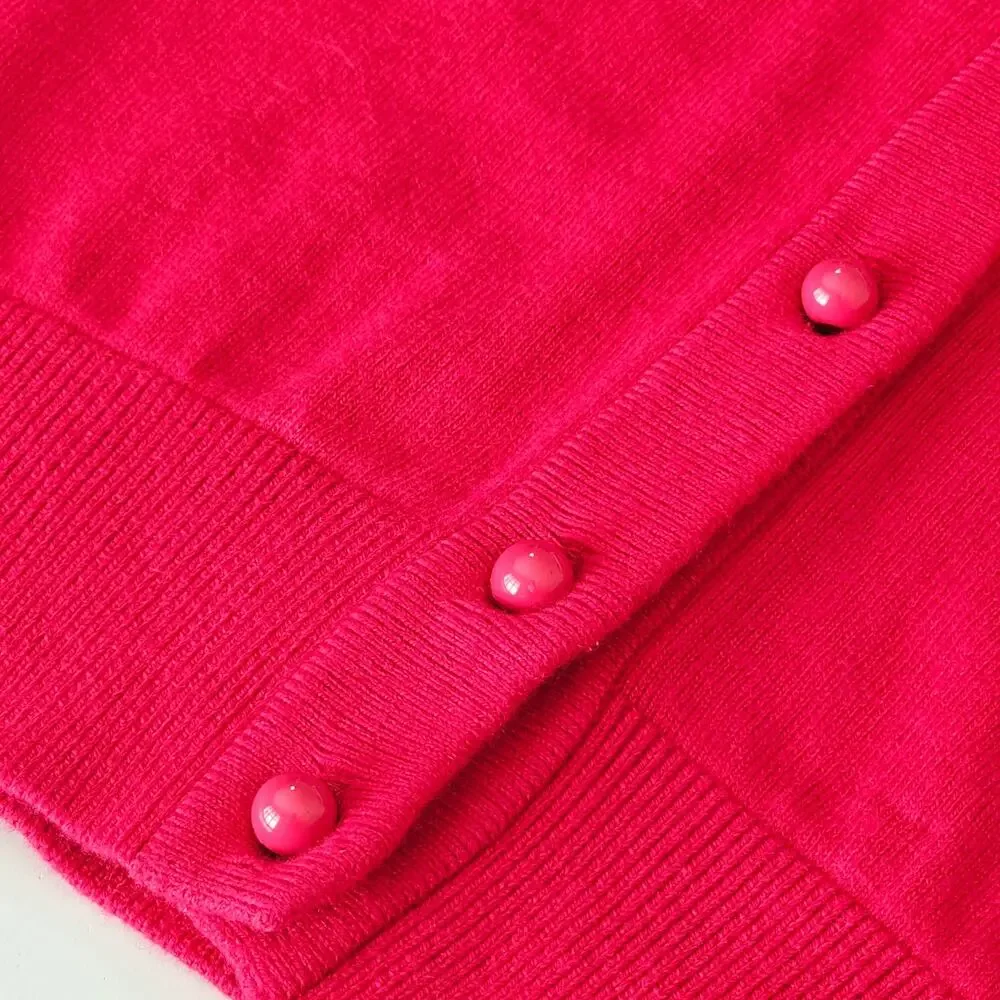 Kate Spade Pink Cotton Wool Rabbit Hair Jeweled Beaded Neck Cardigan Sweater XS
